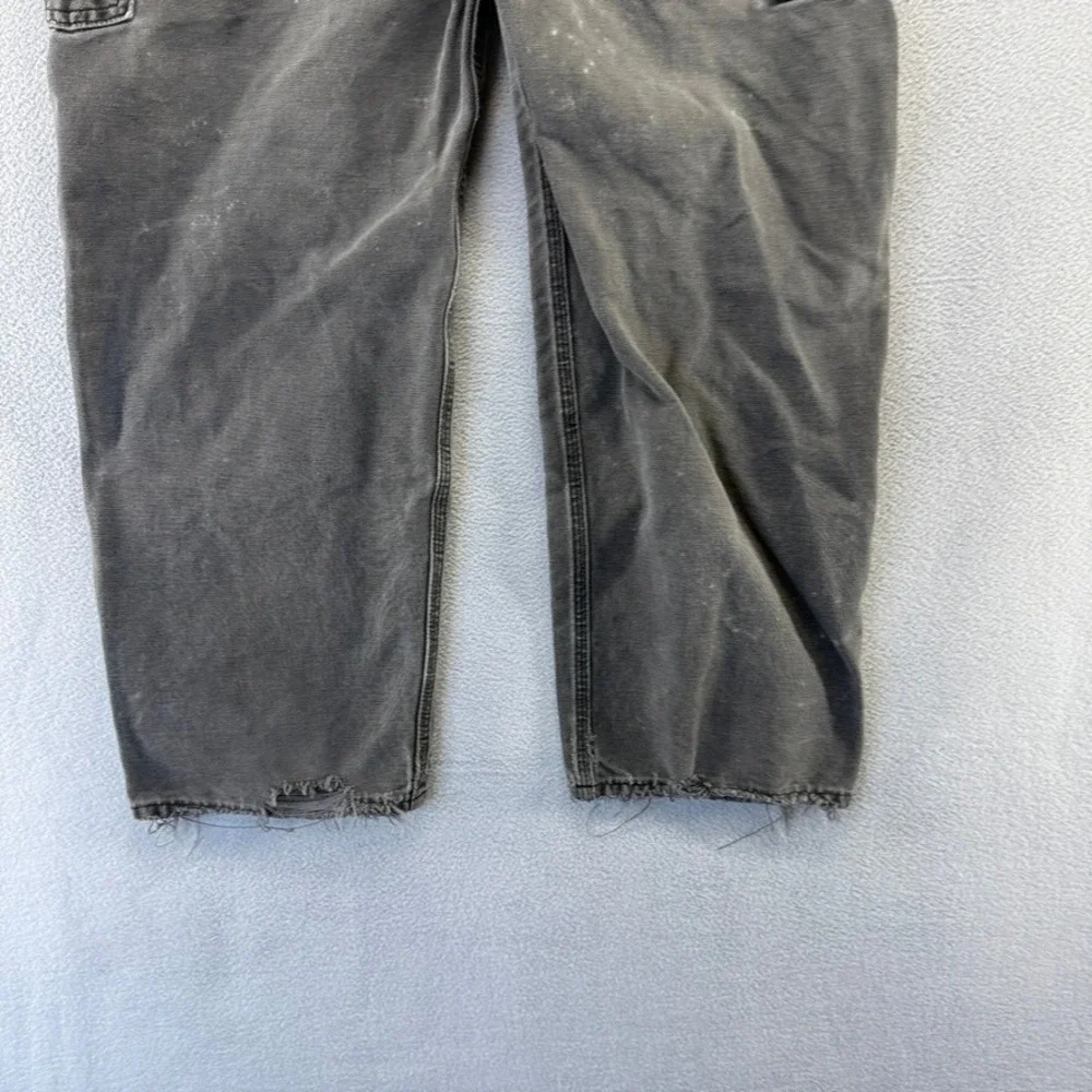 Vintage Carhartt Pants Mens 37x30 Black Faded Double Knee Carpenter Duck Canvas